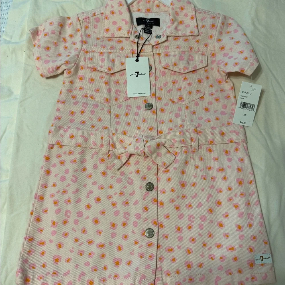 7 For All Mankind Pink Floral Button-Front Dress